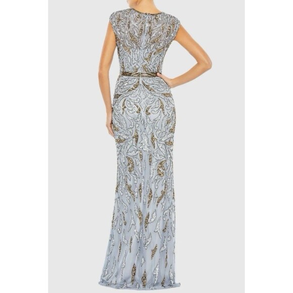 Mac Duggal 5532 Sz 4 Gown Dress Sequin Illusion Cap Sleeve - Picture 3 of 13